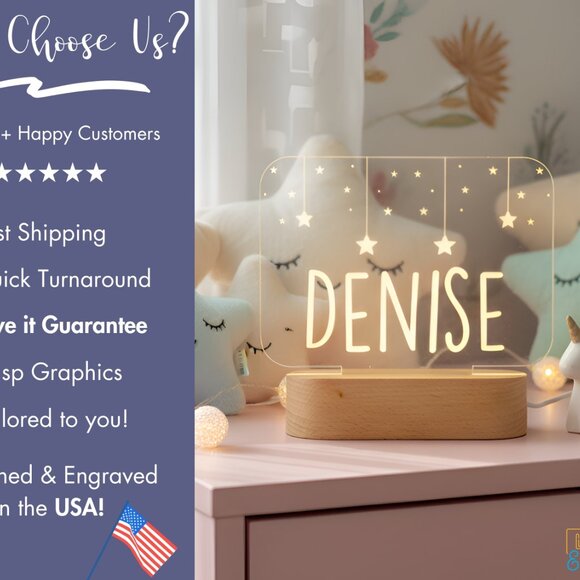 Personalized Flower LED Light | Minimalist Kids Bedroom Name Sign - Picture 4 of 8